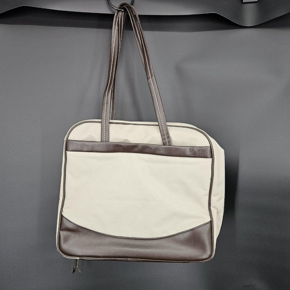 Vintage Mimi Beige Brown Tote Bag 16in Soft Case Craft Travel Organizer Office